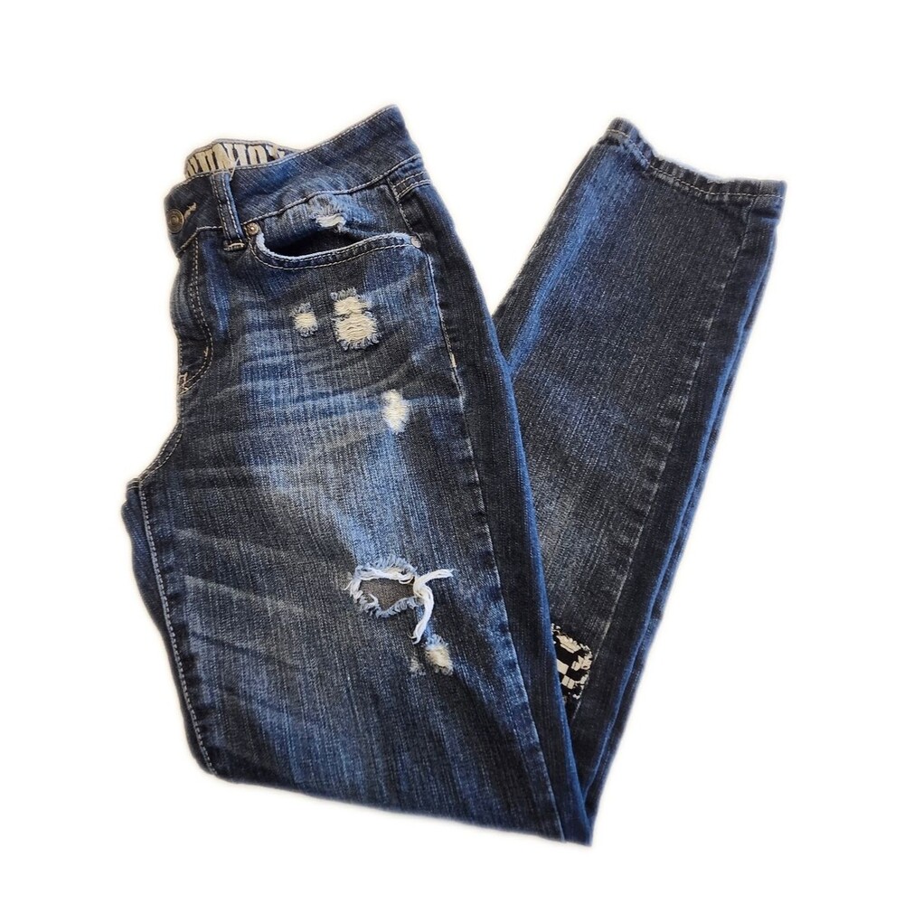 Rewash Vintage Reunion Patchwork Distressed Slim Leg Jeans, 9/10